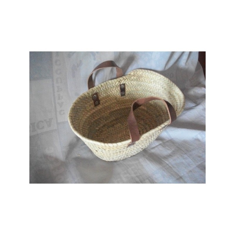 Panier osier anses cuir et bandana