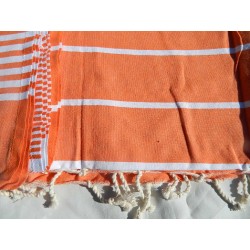 fouta xl 2M/2 metres orange bande blanche