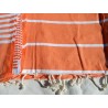 fouta xl 2M/2 metres orange bande blanche